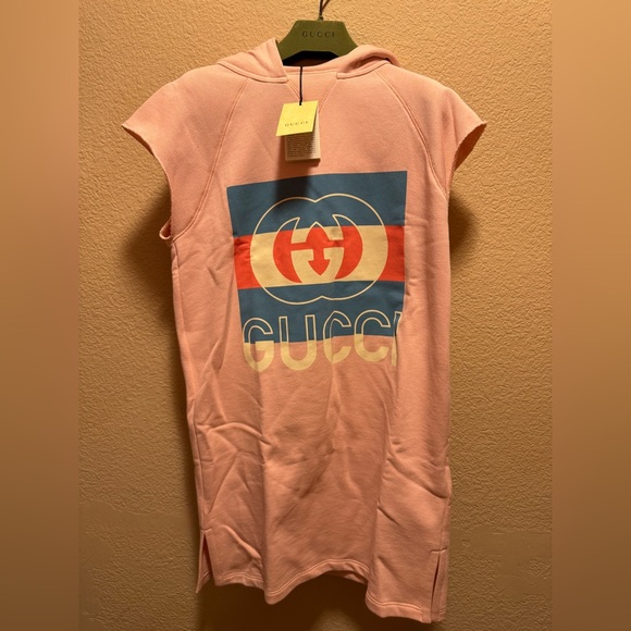 New Authentic Gucci GG Logo Hooded Pink Sweater Dress Size 10 / US L Women’s - Picture 2 of 10